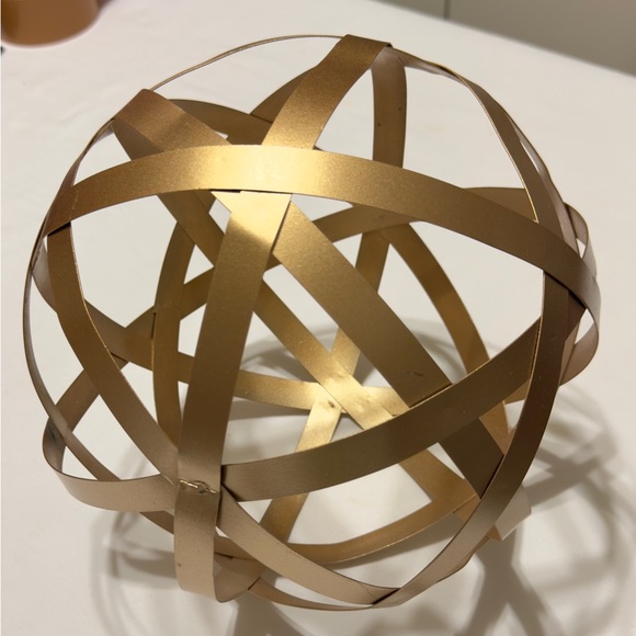 11.5” Modern Gold Brass Metal Orb Sphere Ball - Picture 7 of 11